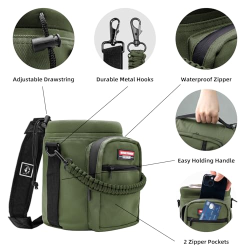 NATURE PIONEOR 26-128 oz Insulated Water Bottle Carrier Holder with Strap - color: Green, size: Half Gallon YETl