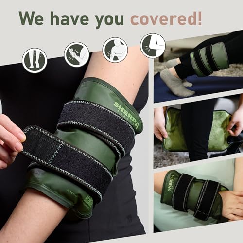Medium Gel Ice Pack Wrap with Straps, Stretchable 8" x 23" - style: Green