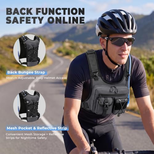Criuage USA Patent Running Hydration Vest Backpack, Lightweight Chest Pack with 2.0L Water Bladder Bag Daypack for Hiking Running Cycling Race Marathon for Women Men - color: Grey-02