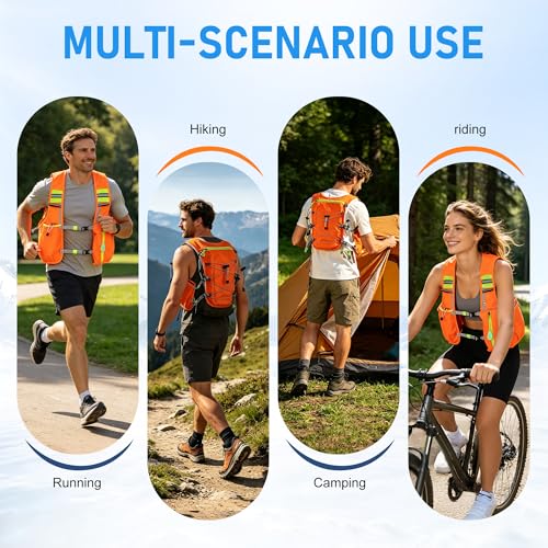 Running Hydration Vest Backpack: Cooling Vest for Men Women - Lightweight Adjustable Hydration Backpack for Trail Race Hiking Cycling Climbing Camping Jogging(Without Bladder) - color: Orange