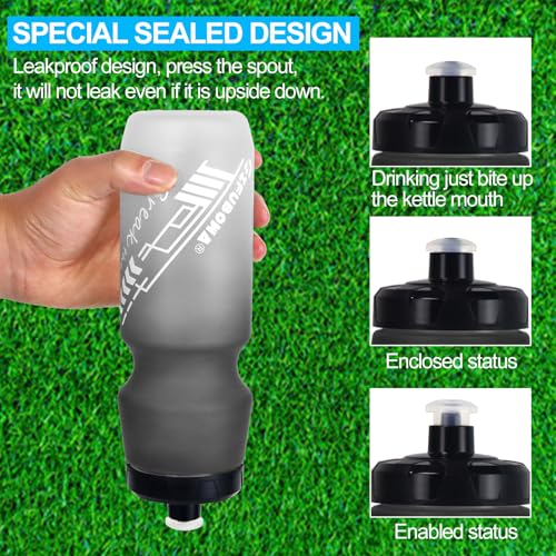 24oz Bike Water Bottle Leakproof Squeeze BPA Free Bicycle Bottles - color: Black/White+Green/Black, size: 2‑Pack