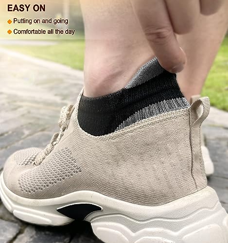 BULLIANT Men Running Ankle Socks 6Pack-Cushioned Support-Low Cut No Show - color: Black/White3644, size: 10-12
