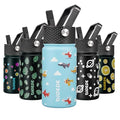 BJPKPK Insulated Water Bottle, 15oz Stainless Steel with Straw Lid - color: Aircraft, style: 15oz