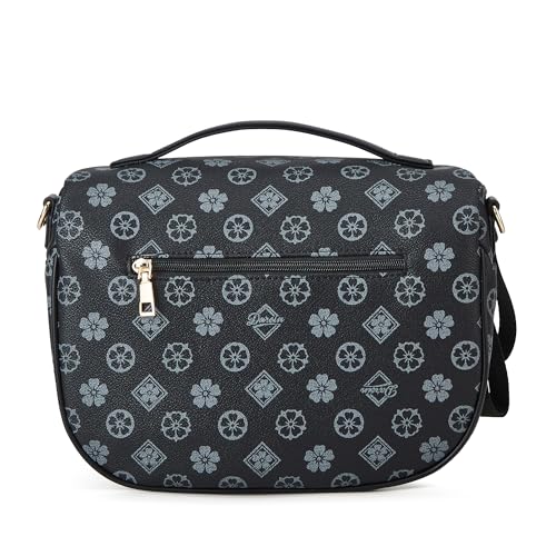 Makes Checkered Crossbody Bag Bum Bag for Women with Pouch - color: Black Flower