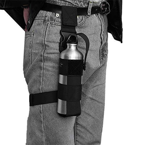 Drop Leg Water Bottle Holster, Pepper Spray Holder Adjustable Thigh Pepper Spray Pouch Open Top Thigh Pouch for Left/Right Leg - color: Black
