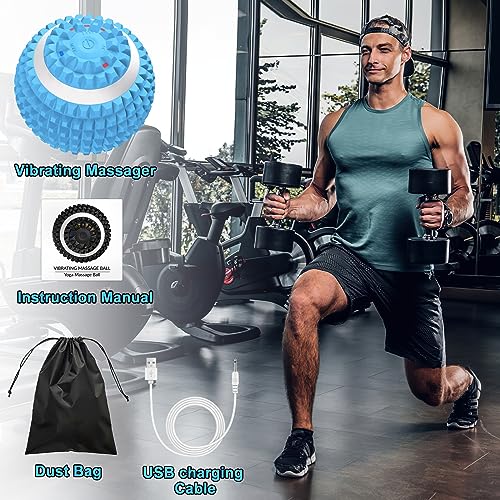 Uppye Vibrating Massage Ball for Pain Relif, Lacrosse Balls Deep Tissue Trigger Point Therapy for Plantar Fasciitis Pain Relief, Muscle Pain for Myofascial Release Ball - color: Blue