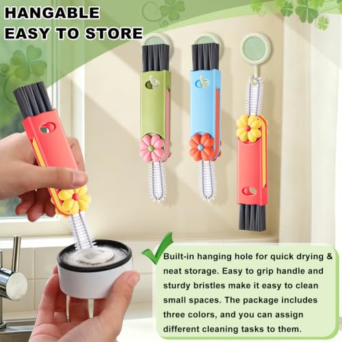 3 in 1 Cup Lid Gap Cleaning Brush, Multifunctional Bottle Lid Cleaner Brush - Home Kitchen Crevice Brush Cleaning Tools for Tight Spaces & Bottle Gaps, Portable Small Brush Red Green Blue - color: Red Green Blue