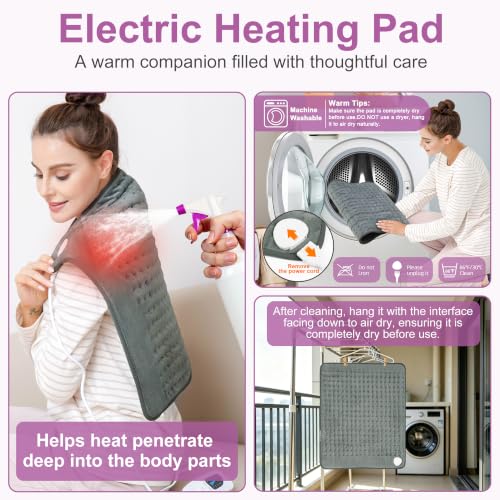 Heating Pad,Electric Heating Pads,Heating Pad for Back,DimGray,24x20 Inch - color: Darkgray, size: 24x20 Inch