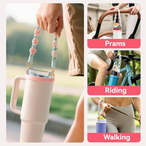 Water Bottle Handle Strap Compatible with Owala & Stanley Cups - color: Green