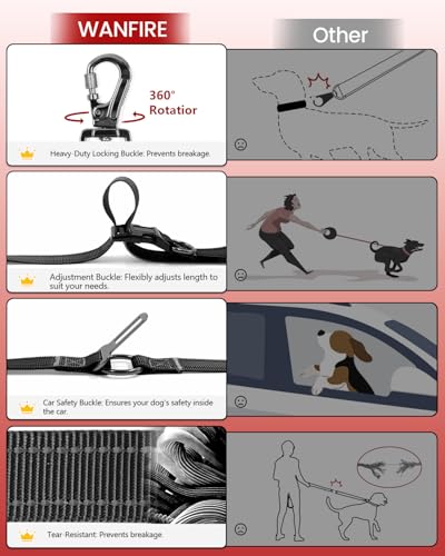 Hands Free Dog Leash, Multifunctional Crossbody Dog Leash - color: Black, size: Medium-5.3-7.9ft