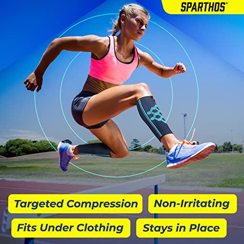 Sparthos Calf Compression Sleeves, Shin Splint Relief Men, Women - Blue-M - color: Cobalt Blue