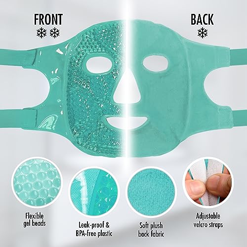 Perfect Remedy Face Ice Pack, Reusable Hot & Cold Ice Face Mask, Gel Compress for Helping with Puffy Eyes and aiding in Conditions of Swelling, Facial Spa Cooling Mask for Women and Men (Green) - color: Green