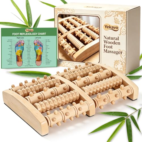 Dual Foot Massager Roller, Wooden Foot Massager, Gifts for Women and Men