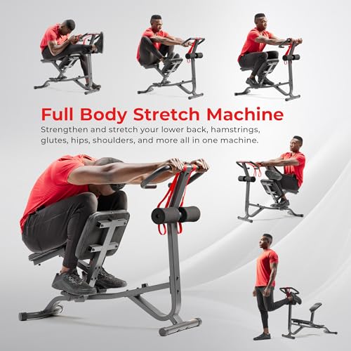 Sunny Health & Fitness Full Body Stretch Machine Back Stretcher Pivot Seat - color: Black