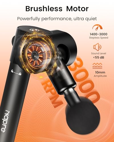 NAPRE Foldable Massage Gun Deep Tissue with 5 Adjustable Angles,Handheld Percussion Back Massager for Muscle/Neck/Body Pain Relief with Long Extension Handle,32-Speeds,6 Heads,with Case - color: Eclipse Black
