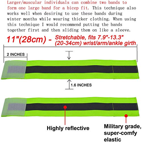 High Visibility Reflective Night Running Walking Elastic Strap Wristbands Ankle Bands Armbands Safety for Cycling Walking Running Camping Sports-Fits Women, Men & Kids - color: 8 Pairs / 16 Bands