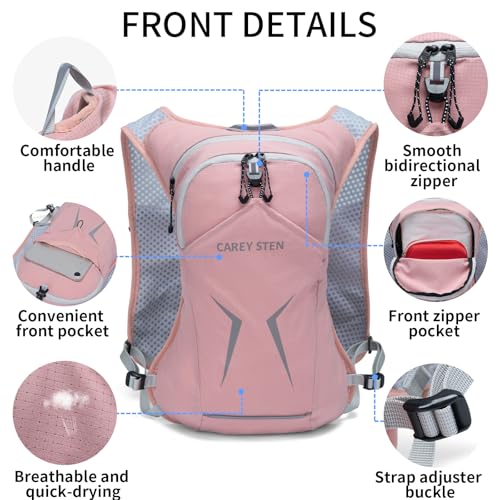 Carey Sten Lightweight Hydration Backpack Running Vest with 1.5L Water Bag - color: pink