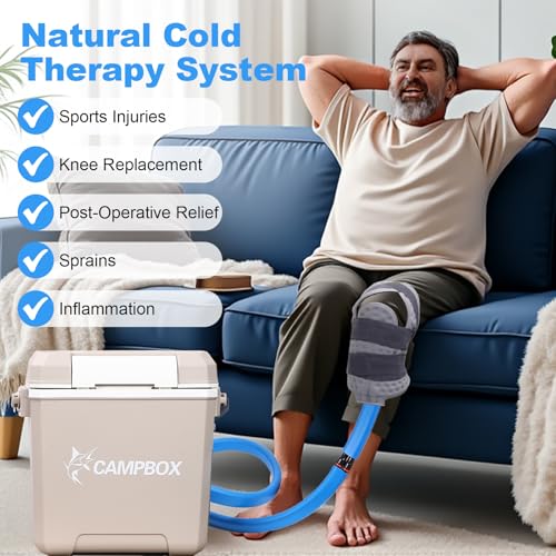 Cold Therapy Machine with Speed Control Ice Machine for Knee After Surgery, Knee Replacement Recovery System, Cryotherapy Pain Relief with Universal Compression Pad for Shoulder, Hip and Ankle (Beige) - color: Beige