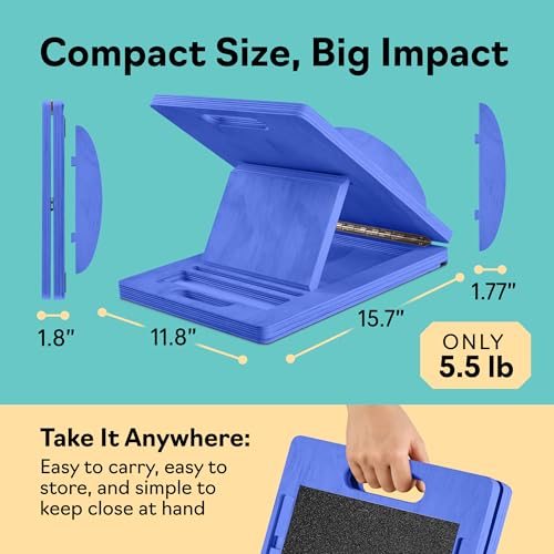 Slant Boards for Exercise, Wooden Slant Board, Calf Stretch Board with 7 Incline Angles, Velour Board, Balance Board & Calf Stretcher, Portable Incline Board for Physical Therapy, Ankle Mobility, Heel & Knees - color: Blue