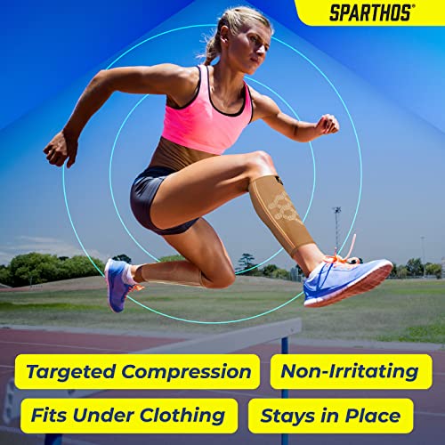 Sparthos Calf Compression Sleeves, Shin Splint Relief Men, Women - Beige-M - color: Desert Beige