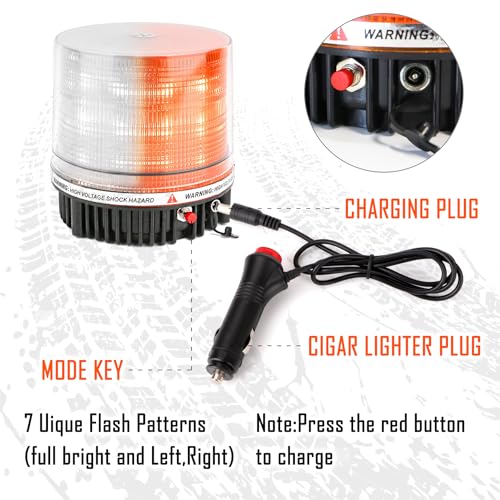 LED Wireless Rotating Beacon Battery Strobe Warning Light Amber White - color: Amber/White