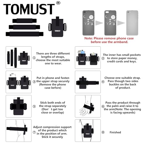 Phone Armband with Three Strap, Adjustable Running Arm Band