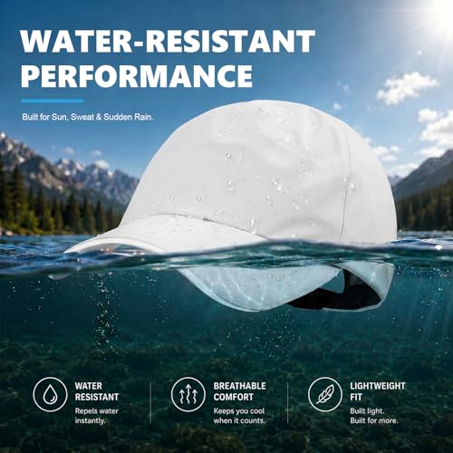Waterproof Baseball Cap Running Hat Mens Womens Rain Hat Quick Dry Golf Hat with Sweatband Outdoor Breathable Sports Cap - color: White