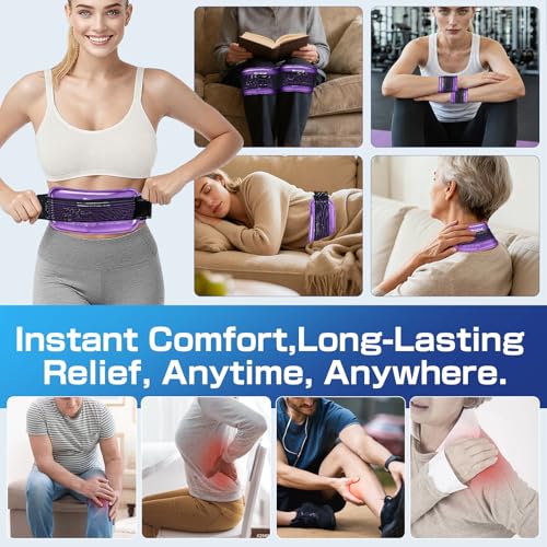 Ice Packs for Injuries Reusable 2-Pack Hot Cold Gel Pack with Strap Medium - color: Purple, size: Medium 10 x 5 Inch