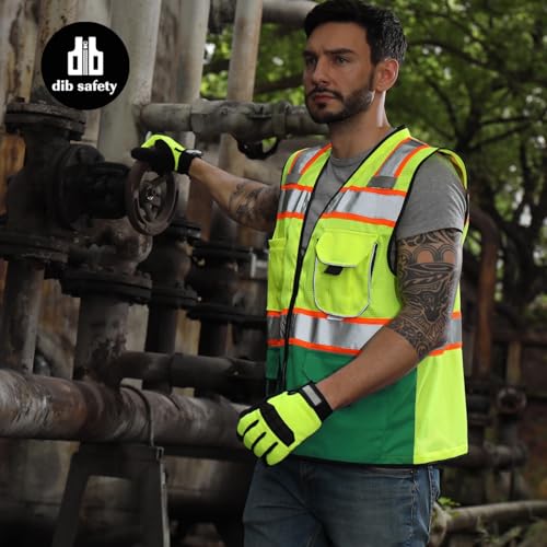 Dib Safety Reflective Safety Vest Made with 3M Tape, Yellow and Green M - color: Yellow & Green, size: Medium
