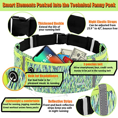 USHAKE Slim Running Belt, Bounce Free Fanny Pack Phone Holder - color: Green