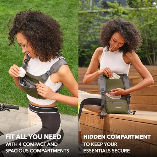 Running Chest Pack, Reflective Vest, Water Repellent, Phone Holder, Workout Bag for Runners, Cycling, Biking, EDC Pouch, Jogging Carrier, Hidden Pocket, Men & Women, Lightweight - color: Green