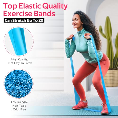 Resistance Bands Set, Exercise Bands for Physical Therapy, Pilates, Yoga - color: Blue, Pink, Grey, size: 4.9FT