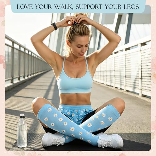 6 Pairs Compression Socks for Women Men - color: Floral