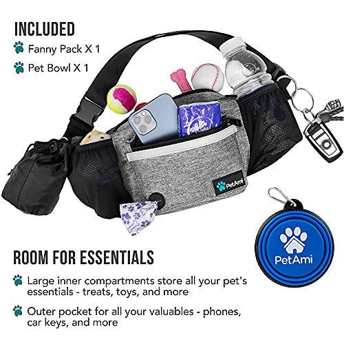 PetAmi Dog Fanny Pack, Treat Pouch for Dog Walking Training, Light Gray - color: Heather Grey
