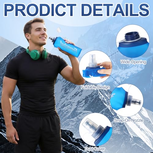 12 Pcs Soft Flask 17oz/500ml TPU Collapsible Water Bottle Foldable Hydration Flask for Running Hiking Cycling Climbing