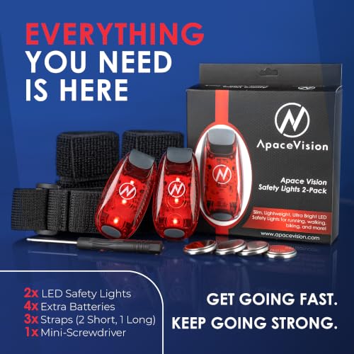 LED Safety Light (2 Pack) with Bonus Items – Clip On Strobe/Running Lights for Runners, Dogs, Bikes, Walking and More - color: Red