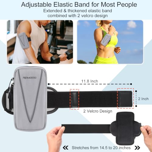 Running Armband Phone Holder, 2 Pockets Cell Phone Holder 7.5” Grey - color: 02 - Grey