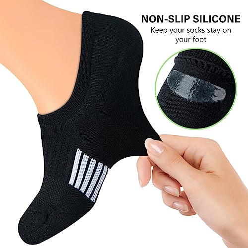 Amutost Womens No Show Socks Anti-Slip Cushioned Breathable 5-10Pairs - color: 5 Pairs Black, size: 8-10