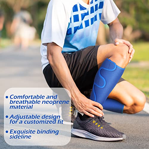 Chivao 2 Pairs Calf Brace Adjustable Shin Splint Support Lower Leg Compression Wrap Calf Sleeves for Men Women Pain Relief, Increases Circulation Reduces, Muscle Swelling(Blue, Black) - color: Blue, Black