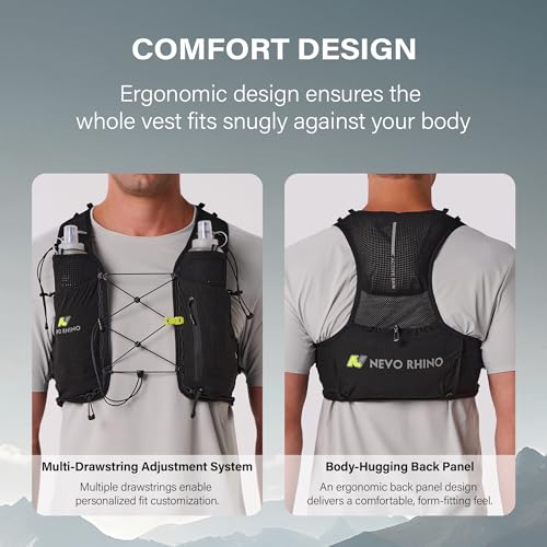 N NEVO RHINO Running Hydration Vest with 2 TPU 500ml Soft Flask - color: black, size: Small