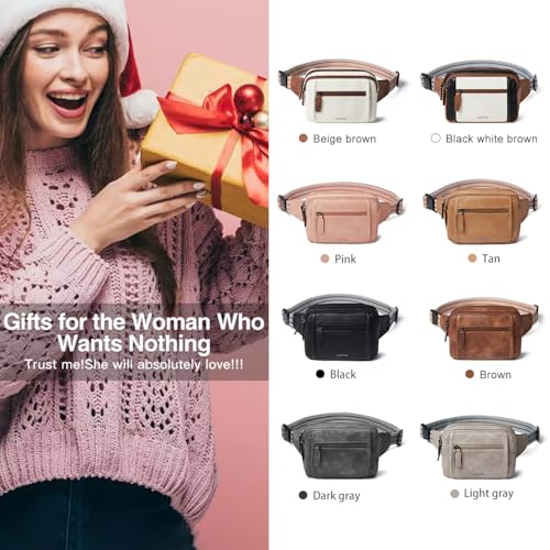 LATMAP 3L TRIPLE ZIP Fanny Packs Belt Bag For Women Men Crossbody Waist Pack Sling Chest Bum Travel Bag Purse Faux Leather Fashion Cute Brown - color: Brown