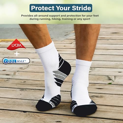 Hylaea Mens Quarter Running Socks for Athletic with Cushion Wicking Coolmax - color: Light Grey Dark Grey Black 3 Pairs, size: X-Large