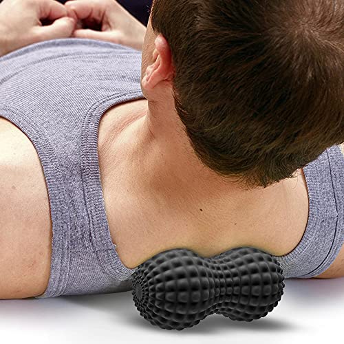 SELEWARE Peanut Massage Ball, Double Lacrosse Roller for Muscle Relief - color: Black