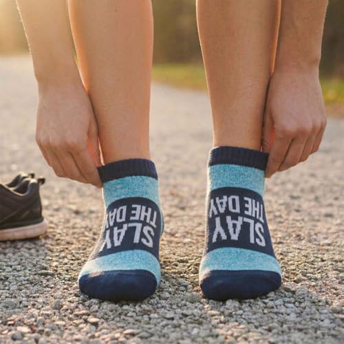 Gone For a Run Motivational Ankle Running Socks - Affirmation Runners Gifts - color: Slay the Day