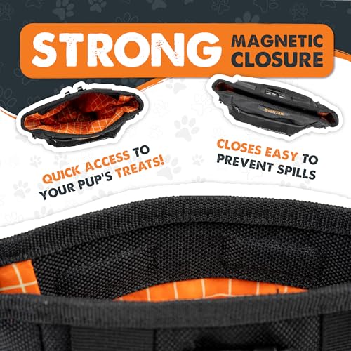 Mighty Paw Dog Training Treat Pouch, No-Spill Magnetic Clasp, Black - color: Deluxe - Black