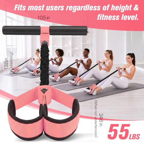 Resistance Bands with Handles,Pedal Resistance Band with Handle - color: 55lbs Pink