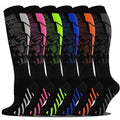 Compression Socks for Women&Men 20-30mmHg Graduated Knee High Stocking - color: 06-6 Pairs Multi Stripe 02, size: Small-Medium