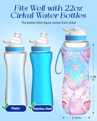 Water Bottle Sleeve for Cirkul 22 oz - Bottles Cover Holder Carrier Bag with Handle Strap - color: Blue Pink