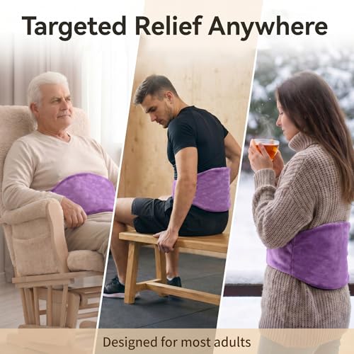 Microwave Heating Pad for Back Pain Relief, Flaxseed Microwavable Heating Pad with Removable Washable Flannel Cover, Moist Heating Pad for Period Cramps & Muscle Relaxation, 10''x18'' - color: Purple