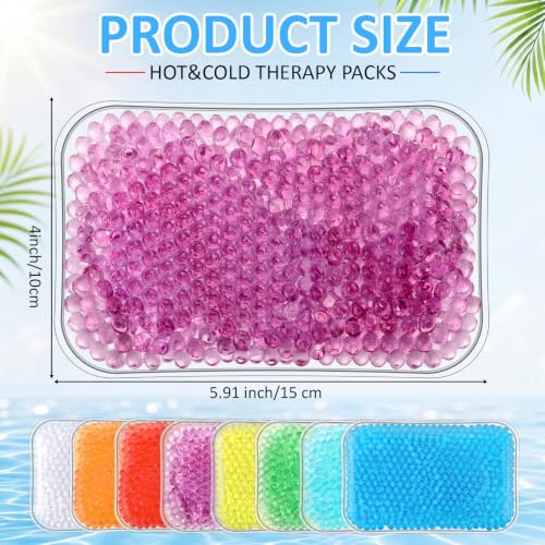TrelaCo 8 Colors 24 Pcs Gel Bead Ice Pack 4 x 6 Inch Reusable Hot Cold Pack - color: 8 Colors